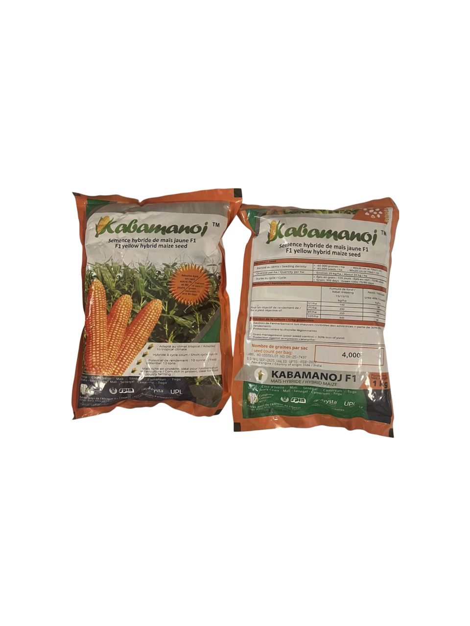 Kabamanoj F1 – Semence Hybride de Maïs Jaune (1Kg)